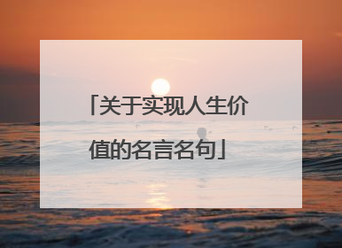 关于实现人生价值的名言名句