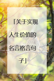 关于实现人生价值的名言格言句子