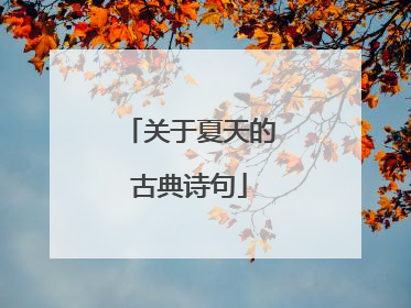 关于夏天的古典诗句