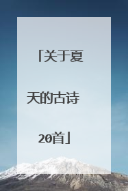 关于夏天的古诗20首