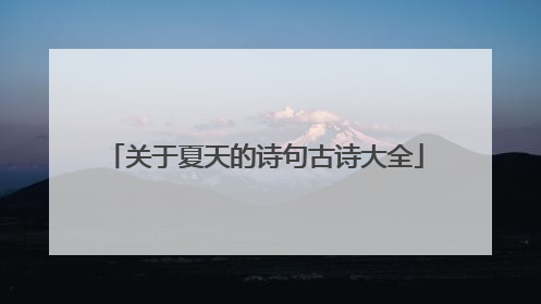关于夏天的诗句古诗大全