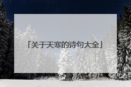 关于天寒的诗句大全