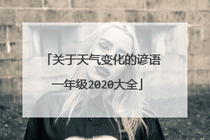 关于天气变化的谚语一年级2020大全