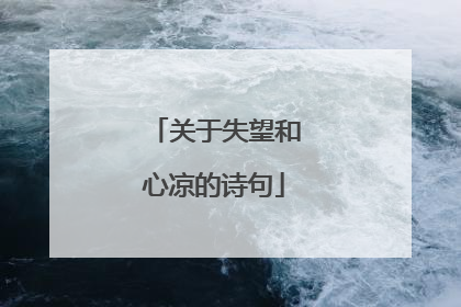 关于失望和心凉的诗句