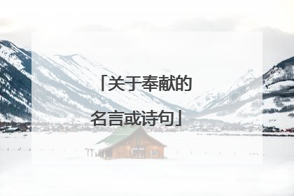 关于奉献的名言或诗句