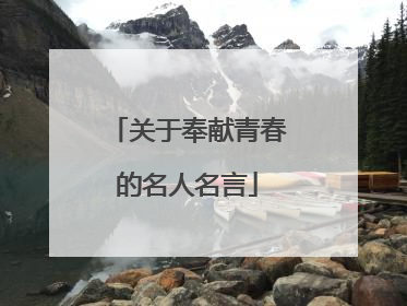 关于奉献青春的名人名言