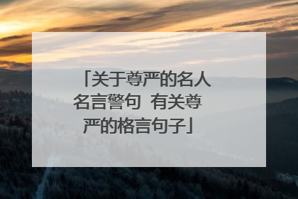 关于尊严的名人名言警句 有关尊严的格言句子