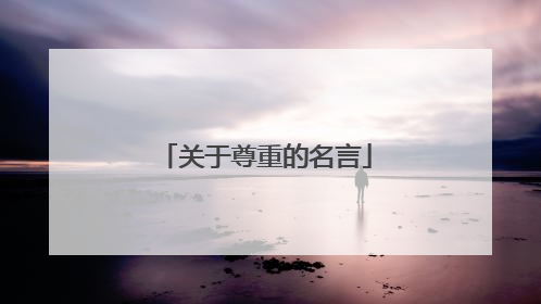 关于尊重的名言