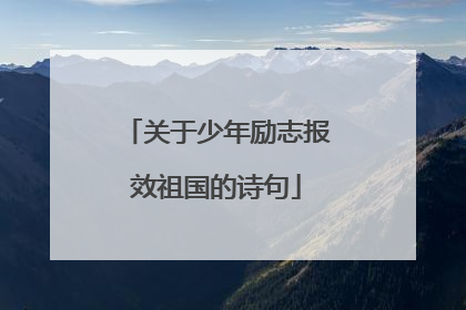 关于少年励志报效祖国的诗句