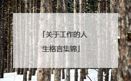 关于工作的人生格言集锦