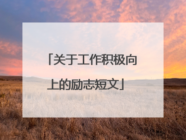 关于工作积极向上的励志短文