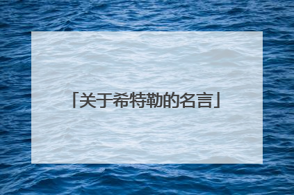 关于希特勒的名言