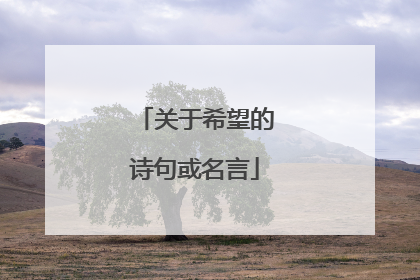 关于希望的诗句或名言