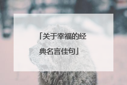 关于幸福的经典名言佳句