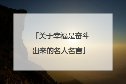 关于幸福是奋斗出来的名人名言