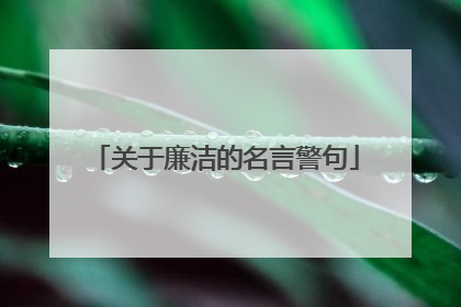 关于廉洁的名言警句