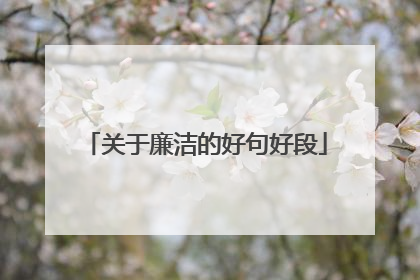 关于廉洁的好句好段