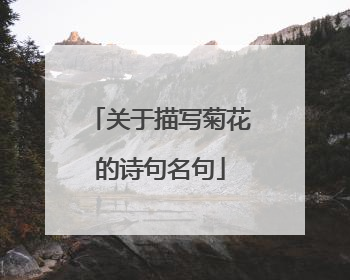 关于描写菊花的诗句名句