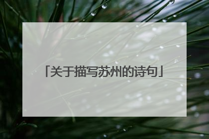 关于描写苏州的诗句