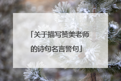 关于描写赞美老师的诗句名言警句