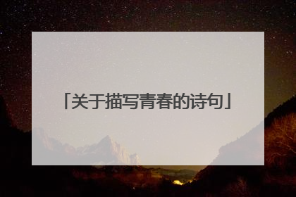 关于描写青春的诗句