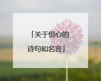 关于恒心的诗句和名言