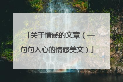 关于情感的文章(——句句入心的情感美文)