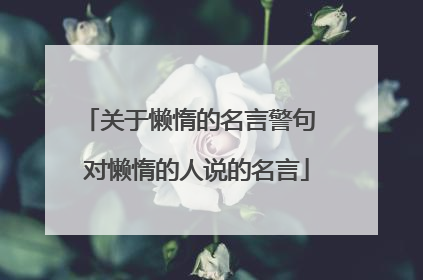 关于懒惰的名言警句 对懒惰的人说的名言