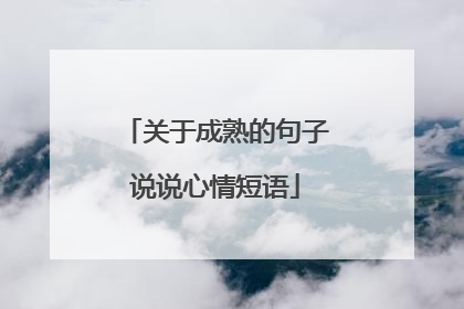 关于成熟的句子说说心情短语