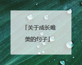 关于成长唯美的句子