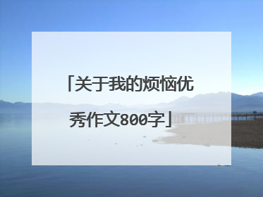 关于我的烦恼优秀作文800字