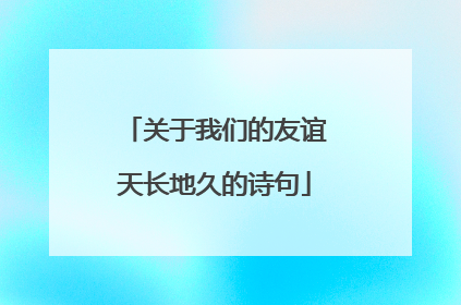关于我们的友谊天长地久的诗句