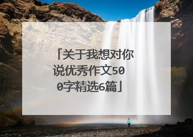 关于我想对你说优秀作文500字精选6篇