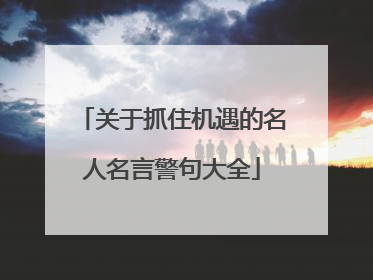 关于抓住机遇的名人名言警句大全