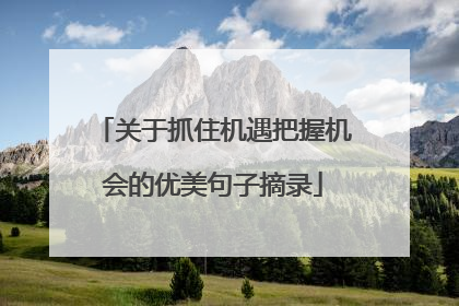 关于抓住机遇把握机会的优美句子摘录