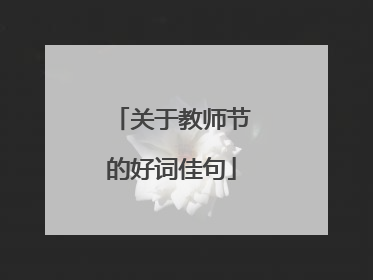关于教师节的好词佳句