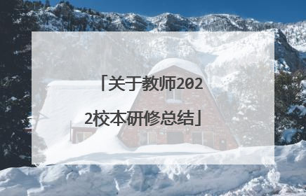 关于教师2022校本研修总结