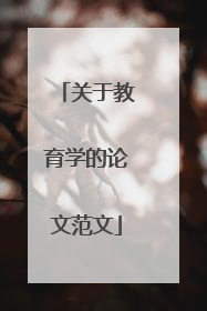 关于教育学的论文范文