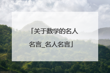 关于数学的名人名言_名人名言