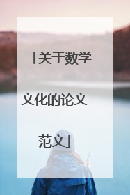 关于数学文化的论文范文
