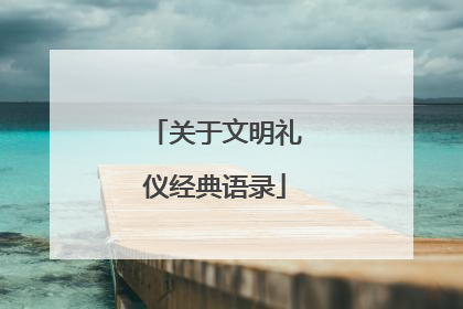 关于文明礼仪经典语录