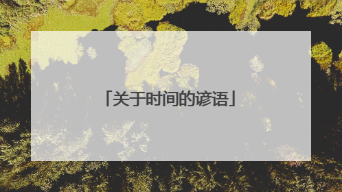 关于时间的谚语