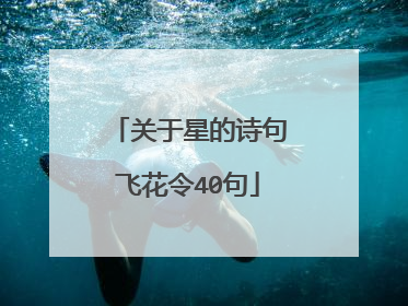 关于星的诗句飞花令40句