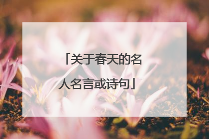 关于春天的名人名言或诗句