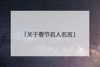 关于春节名人名言