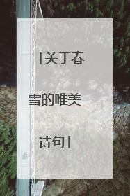 关于春雪的唯美诗句