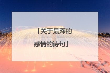 关于最深的感情的诗句