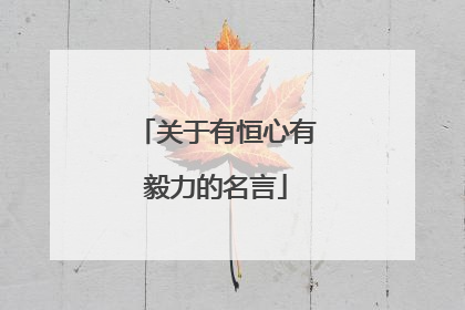 关于有恒心有毅力的名言