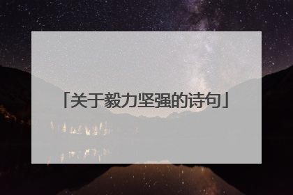 关于毅力坚强的诗句