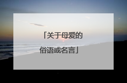 关于母爱的俗语或名言